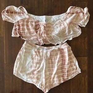 Tie-Dye Off-Shoulder Top and Shorts Set